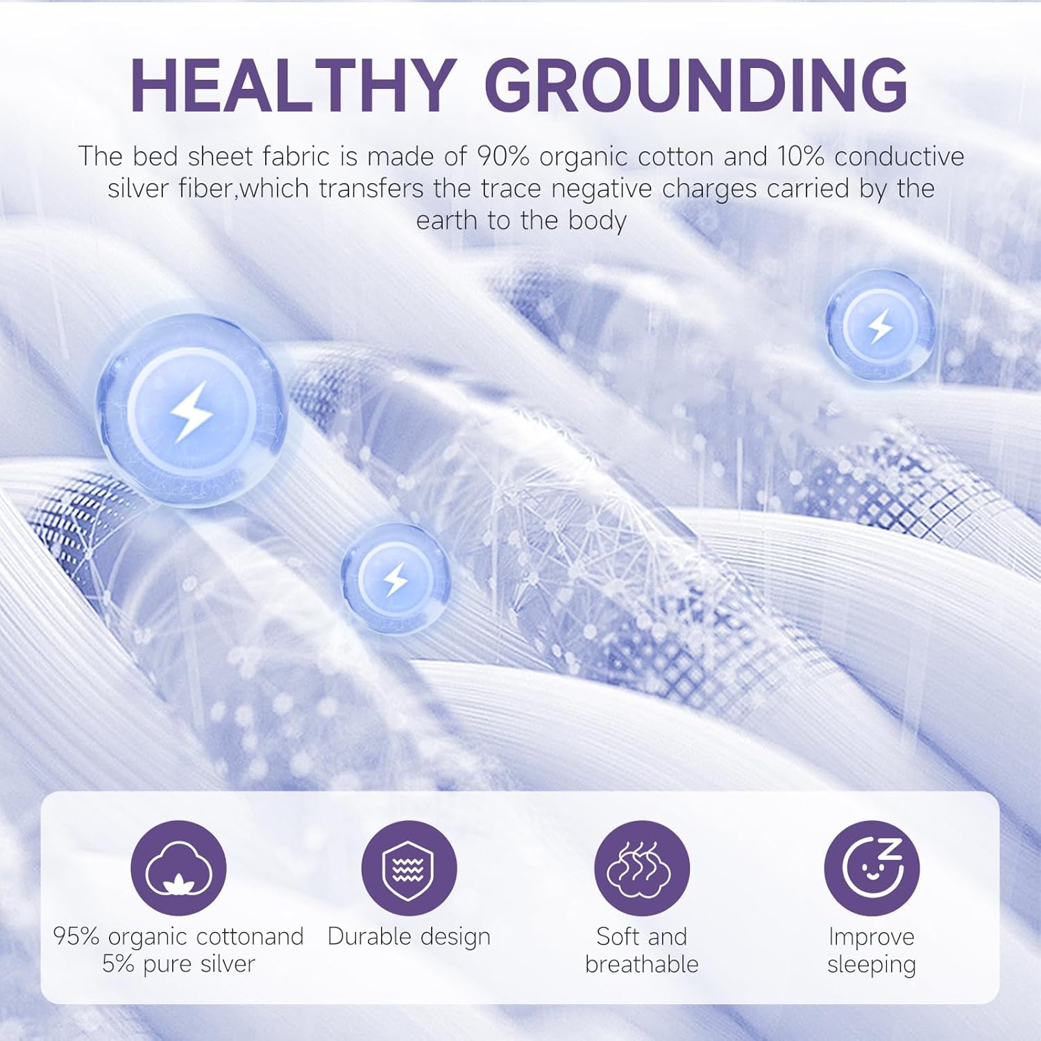 Premium Grounding Fitted Sheet - Improve Sleep & Wellness Naturally